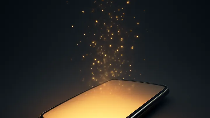 7444BDT COM Modern phone with glowing screen